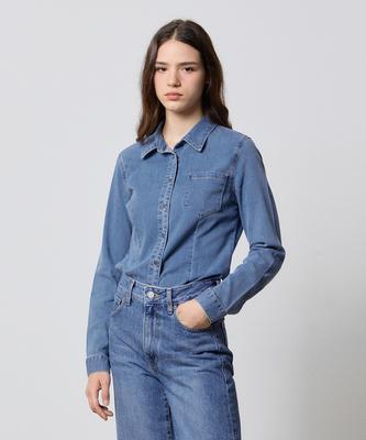 RYUL+WAI Denim Basic One-Pocket Shirt Blue F5