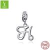 26 Letter Charm 925 Sterling Silver Pendant Korean Fashion Beaded Bracelet Silver Jewelry Accessories