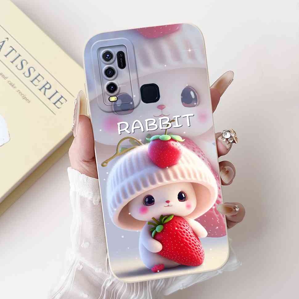 For vivo Y50 2020 1935 6.53" Case Cherry Girl Soft Silicone Cover Cartoon Rabbit For Vivo y50 VIVO Y50 V1965A Phone Cases Bumper