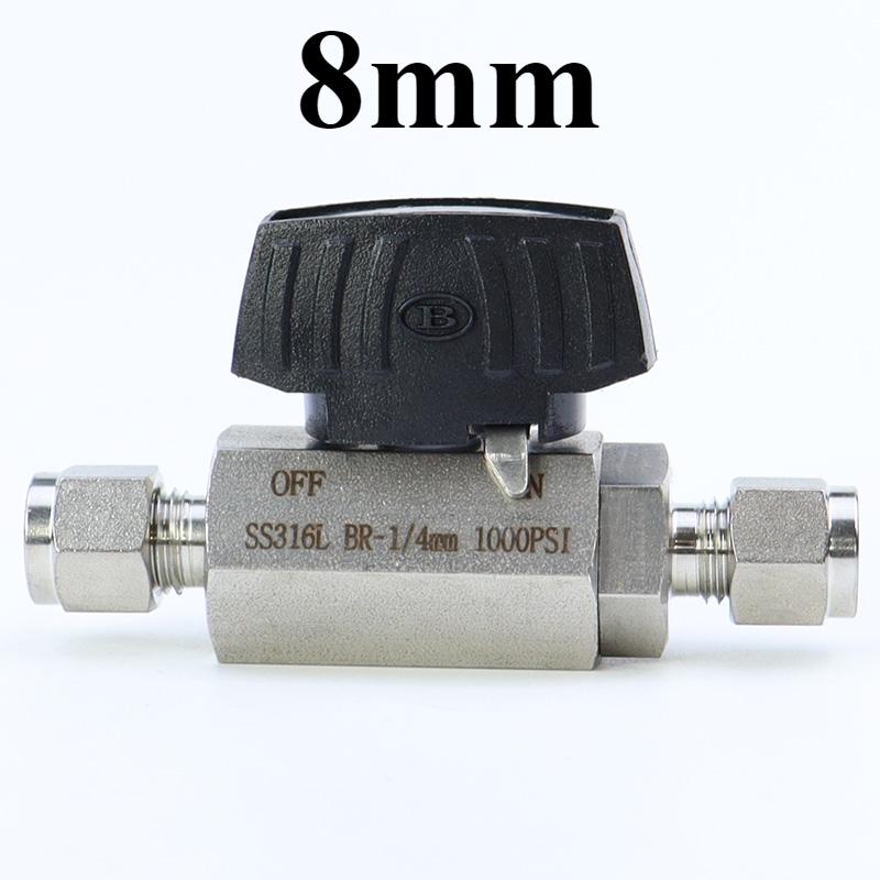 6 8 10 12 14 16 mm 1/4" 3/8" 1/2" 3/4" 1" Inch Tube OD Compression Union 316L Stainles Steel Hex Ball Valve 1000 PSI