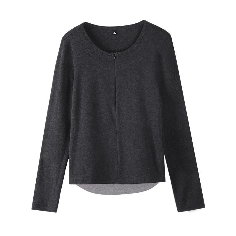 

2025 Autumn Zipper Colorblock Two-Piece Slimming Women s Long Sleeve Base Layer Top Double Extra Large
