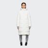 adidas Solid Color Logo Print Pattern Concealed Zipper Hooded Mid-Length Down Jacket Unisex Jacket White HN2128