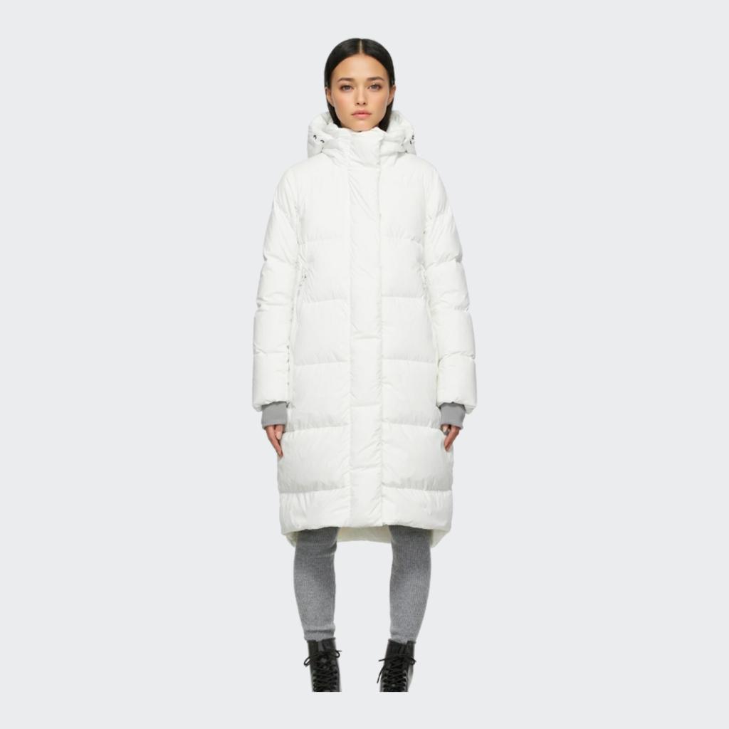 adidas Solid Color Logo Print Pattern Concealed Zipper Hooded Mid-Length Down Jacket Unisex Jacket White HN2128