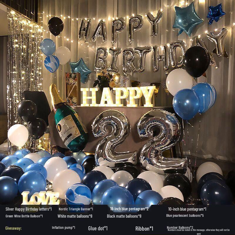 18th Birthday Party Decoration Set - Balloons & Backdrop for Boys and Girls