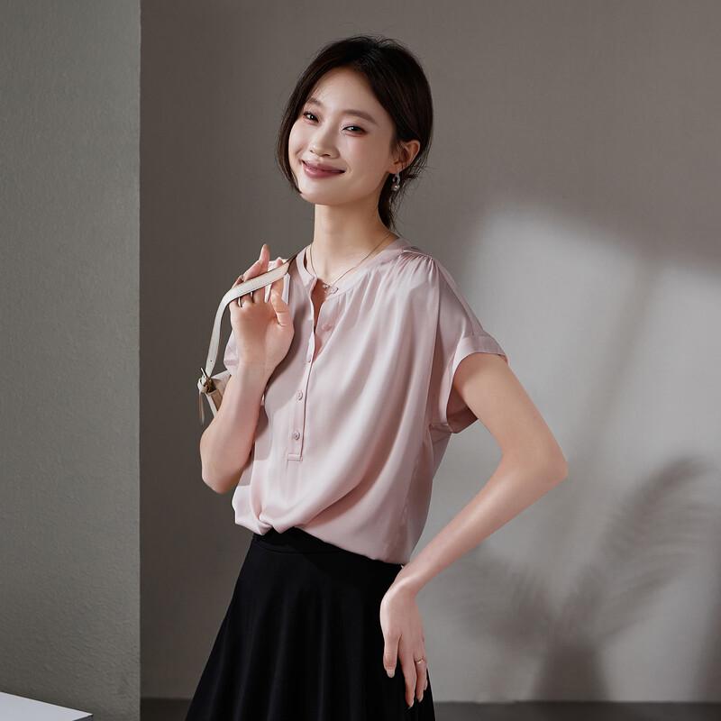 SOFSIL Women's Silk Blend Short Sleeve Blouse