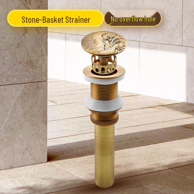 TLXT Stainless Steel Pop-up Sink Drain with Basket (No Overflow)