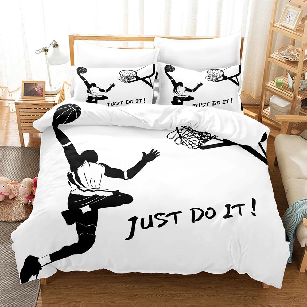 Basketball Cartoon Duvet Cover Bedding Set 100% Polyester 3D Digital Printing Kids Boys Bedding King Size Printing Kids Gift