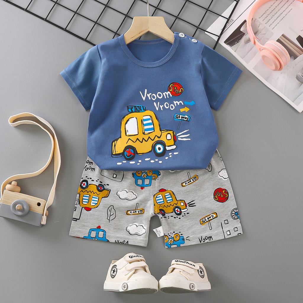 Children's Short-sleeved Suit Pure Cotton Girls Summer Clothes Boys T-shirt Baby Baby Clothes