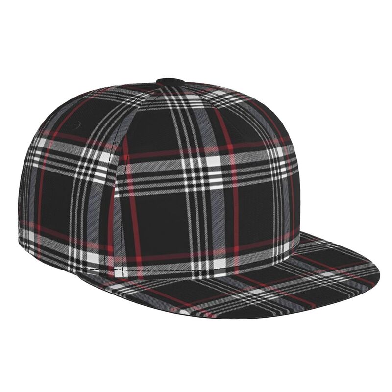 

GTI Tartan Plaid Print Sandwich Baseball Caps Snapback Hats Daily Bucket Cap Unisex Hip Hop Cap Flat Bill Brim Adjustable Hat Adjustable