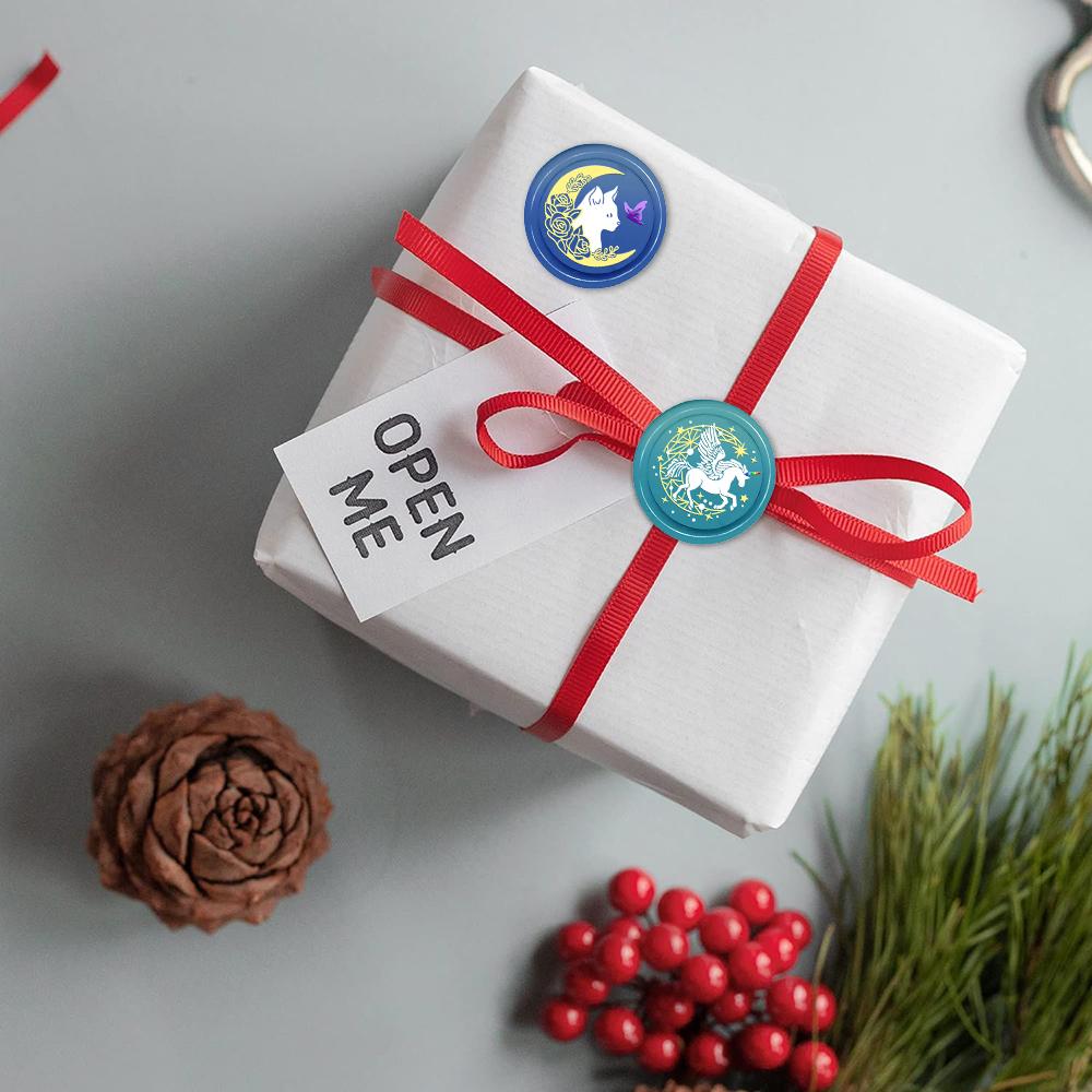 Moon Series Wax Seal Stamp, Pentagram Sealing Wax Solid Brass Stamp Heads Removable, For Decorating Notebook Invitations