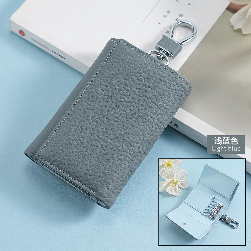 New leather key bag wallet integrated folding wallet first layer cowhide men's and women's waist buckle household key bag