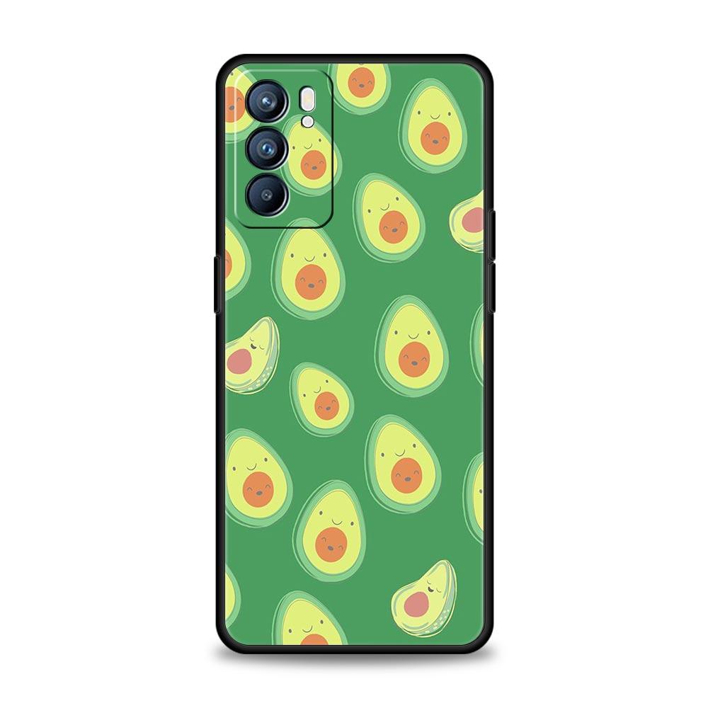 Cute Avocado Phone Case For Oppo A17 A31 A54 A57 A78 A79 A98 Find X5 X6 Reno 6 7 8 10 11 12 13 F Pro 5G Soft TPU Cover Funda Bag