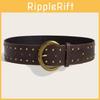 Leather Rivet Punkinspired Belt With Double Row Stitching Urban Style Outfits