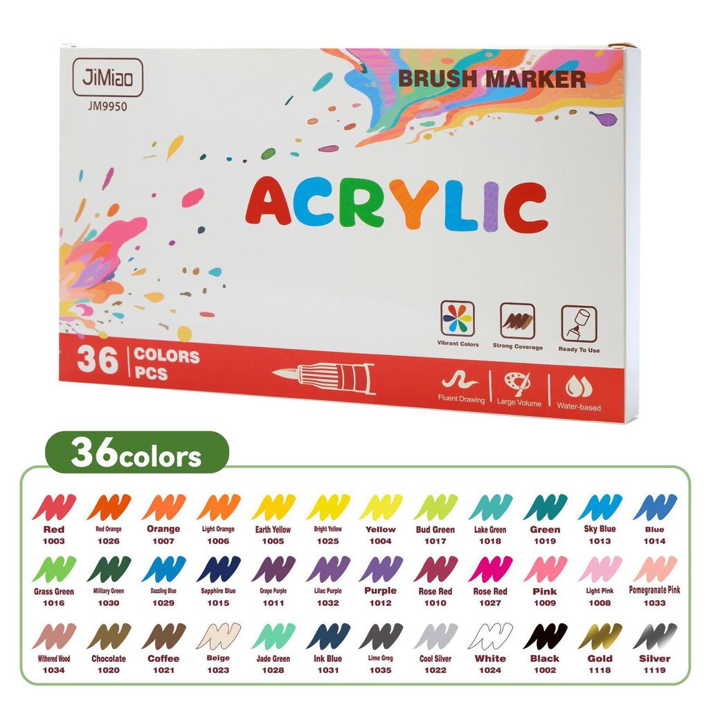 12/24/36/48 Colors Direct Liquid Acrylic Paint Marker Soft Brush Tip Pens Sets Professional Drawing For DIY Artistic Creation