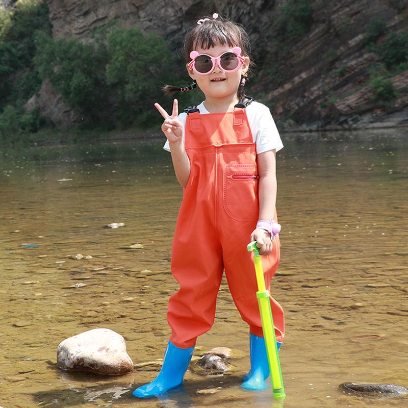 Kids' Waterproof One-Piece Waders for Sand, Water Play, and Rain with Boots