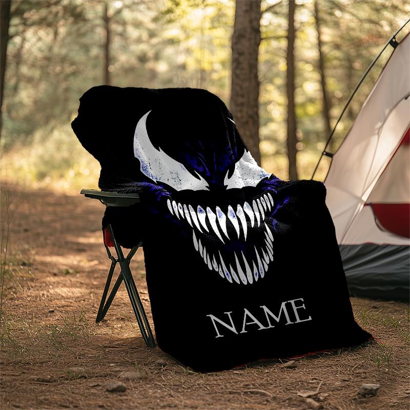 Customizable Venom Throw Blanket – Personalized Name, All-Season Cozy Snug Blanket, Machine Washable, Personalized Blanket