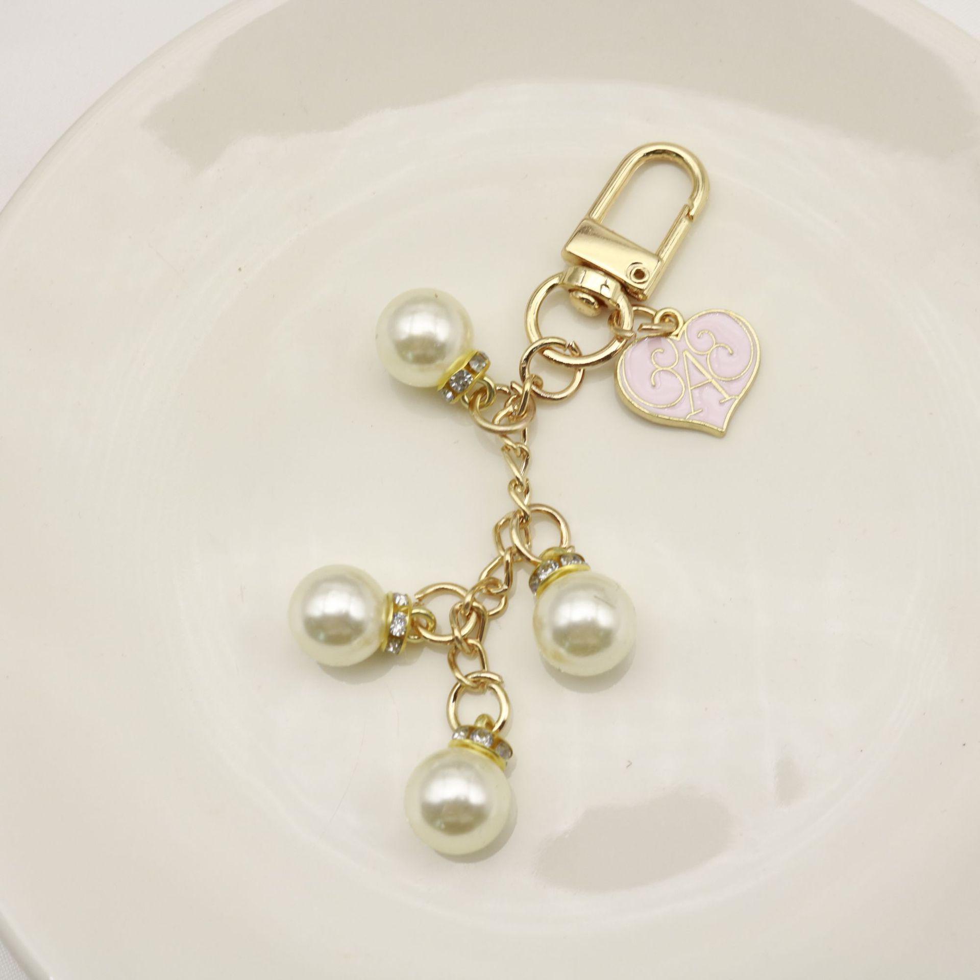 Crystal Pearl Heart Keychain - Phone Charm & Car Pendant Gift
