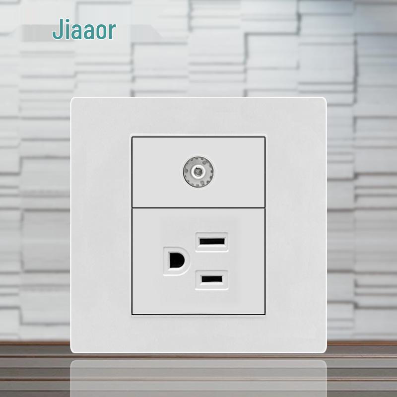 86 Typ Amerikanischer Standard Schalter- und Steckdosenpanel mit Doppel-USB & Typ-C, 3-Loch-Stecker für Japan & Taiwan, Unterputzmontage