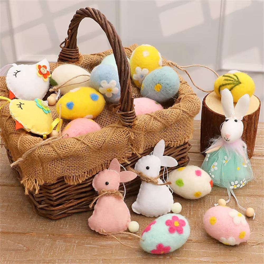 12 Piece Colorful Easter Hanging Egg Flower Dot Pattern Easter Party Decoration  Home