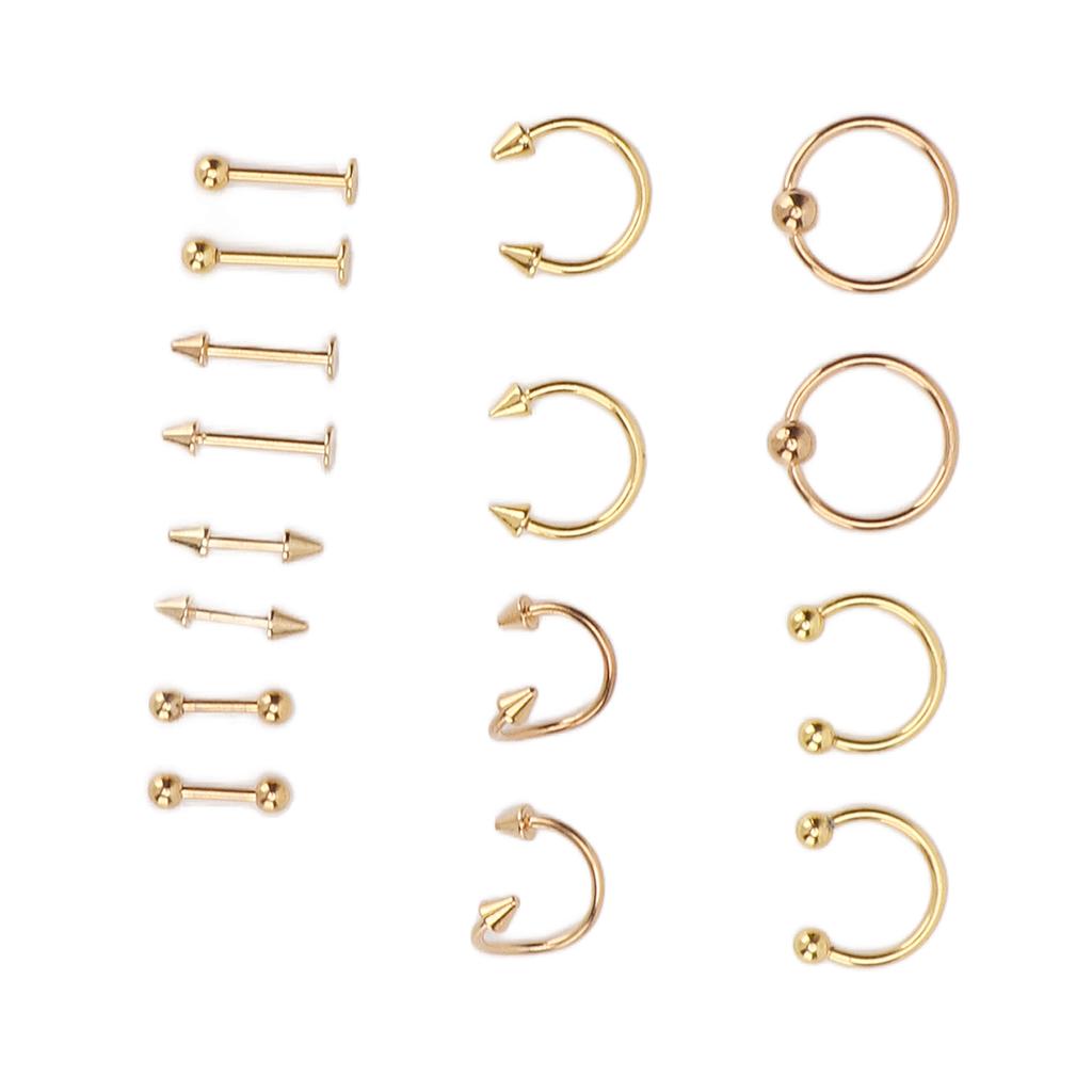 Nose Studs Set Stainless Steel Exquisite Different Shapes Safe Smoothing Polished Surfaces Nose Studs for Women