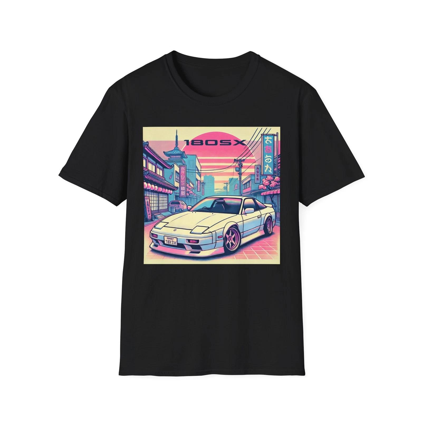 180SX JDM Tokyo Street Scene Cherry Blossom Vaporwave Sunset T-Shirt XXXXL
