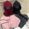 Unisex Winter Thermal Fleece Hat with Hood Windproof Warm Skiing Sport Cap Neck Warmer Cycling Face Mask Integrated