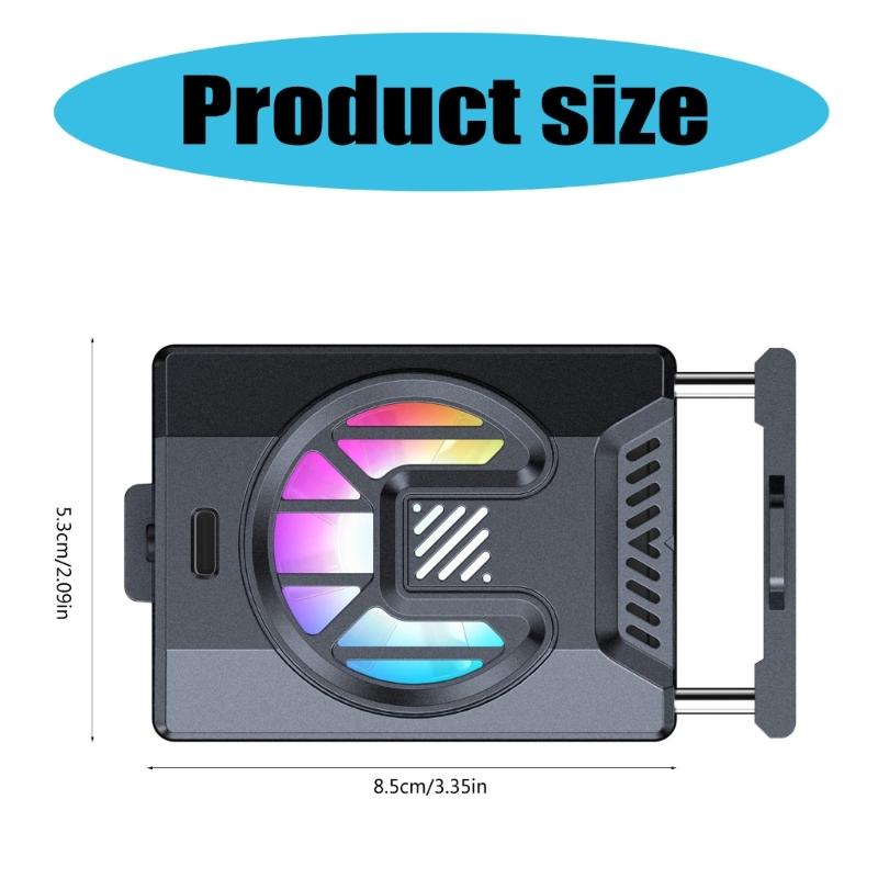 Camera Cooling Fan Spring Telescopic Mounting Adjustable Intelligent Cooling Fan with USB C Charging Port LED Light