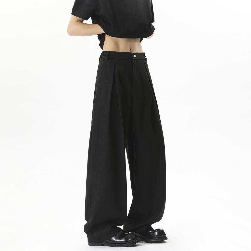 A-word Pants High-grade Pleated Trousers Men's and Women's Spring and Summer Cleanfit Drape Wide-leg Pants Loose Casual Pants