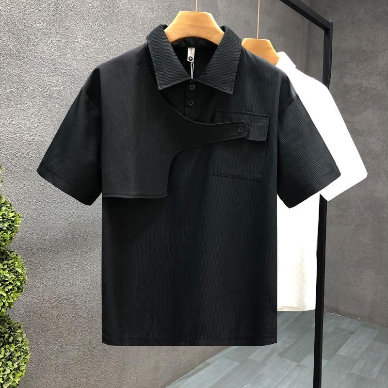 Men's Deconstructed Fake Two Piece Short Sleeve Polo Shirt Casual Fashion Top