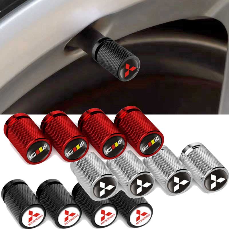 4pcs Car Logo Wheel Tire Valve Caps Stem Covers Decoration For Mitsubishi Eclipse Galant Mirage L200 Xpander Triton Colt Pajero
