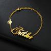Atoztide Personalized Custom Name Crown Heart Bracelet Thick Chain for Women Stainless Steel Zircon Flower Bangle Jewelry Gift 
