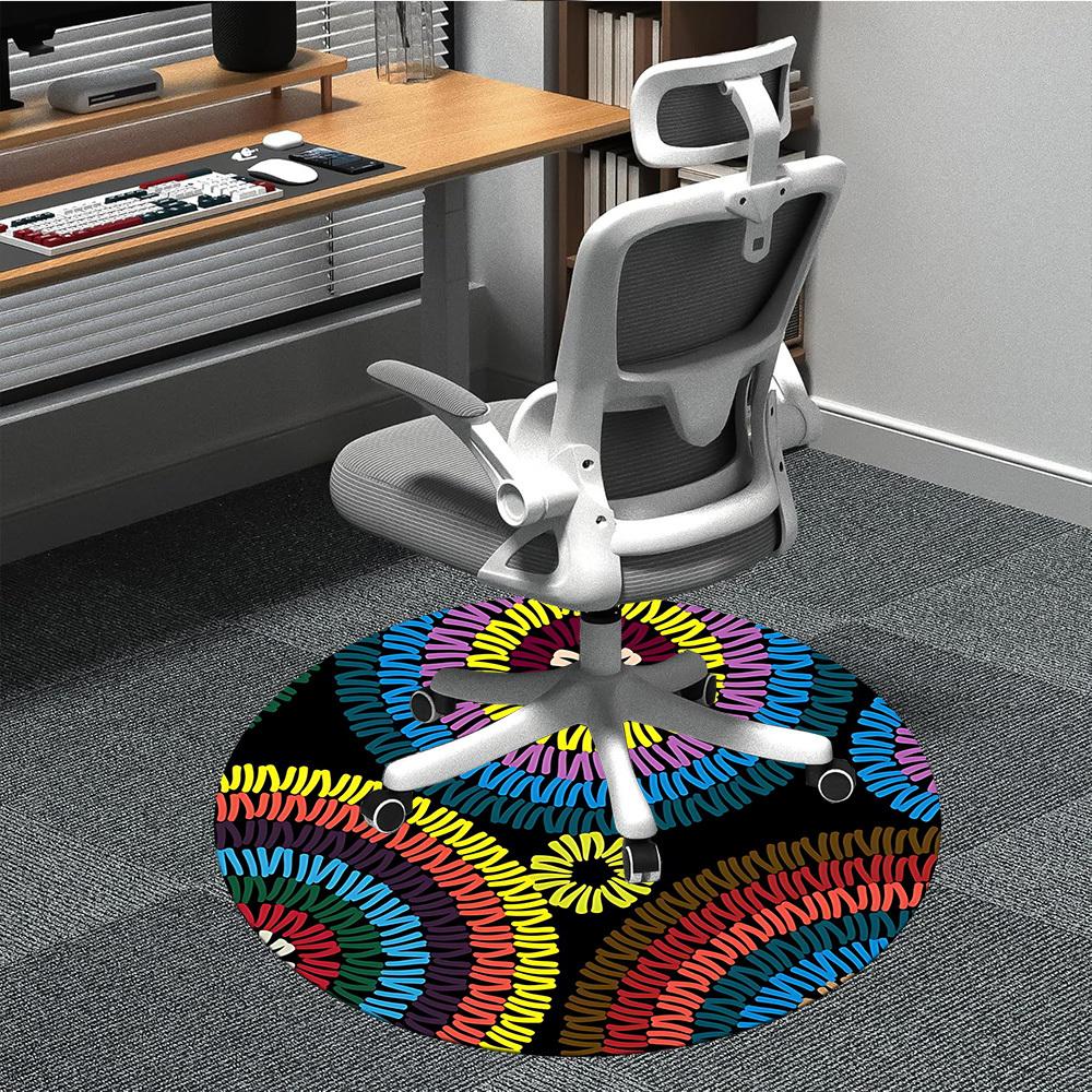 1pc Colorful Circular Pattern Carpet, Round Non Slip Durable Large Size Office Carpet, Suitable for Office