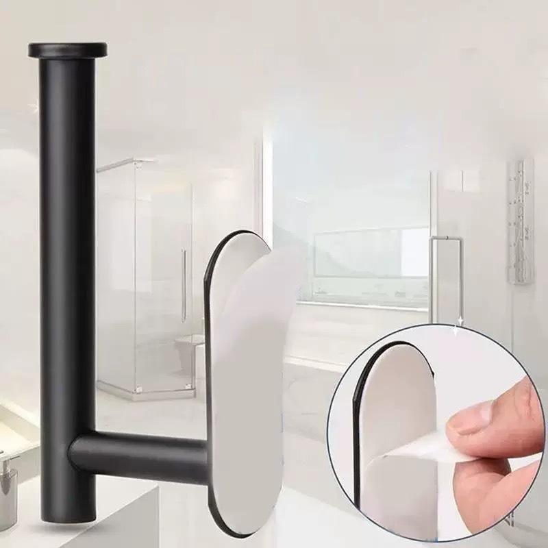 No Punching Self Adhesive Towel Holder Simple Plastic Toilet Roll Paper Holder Bathroom Kitchen Wall Storage Stand Home Decor