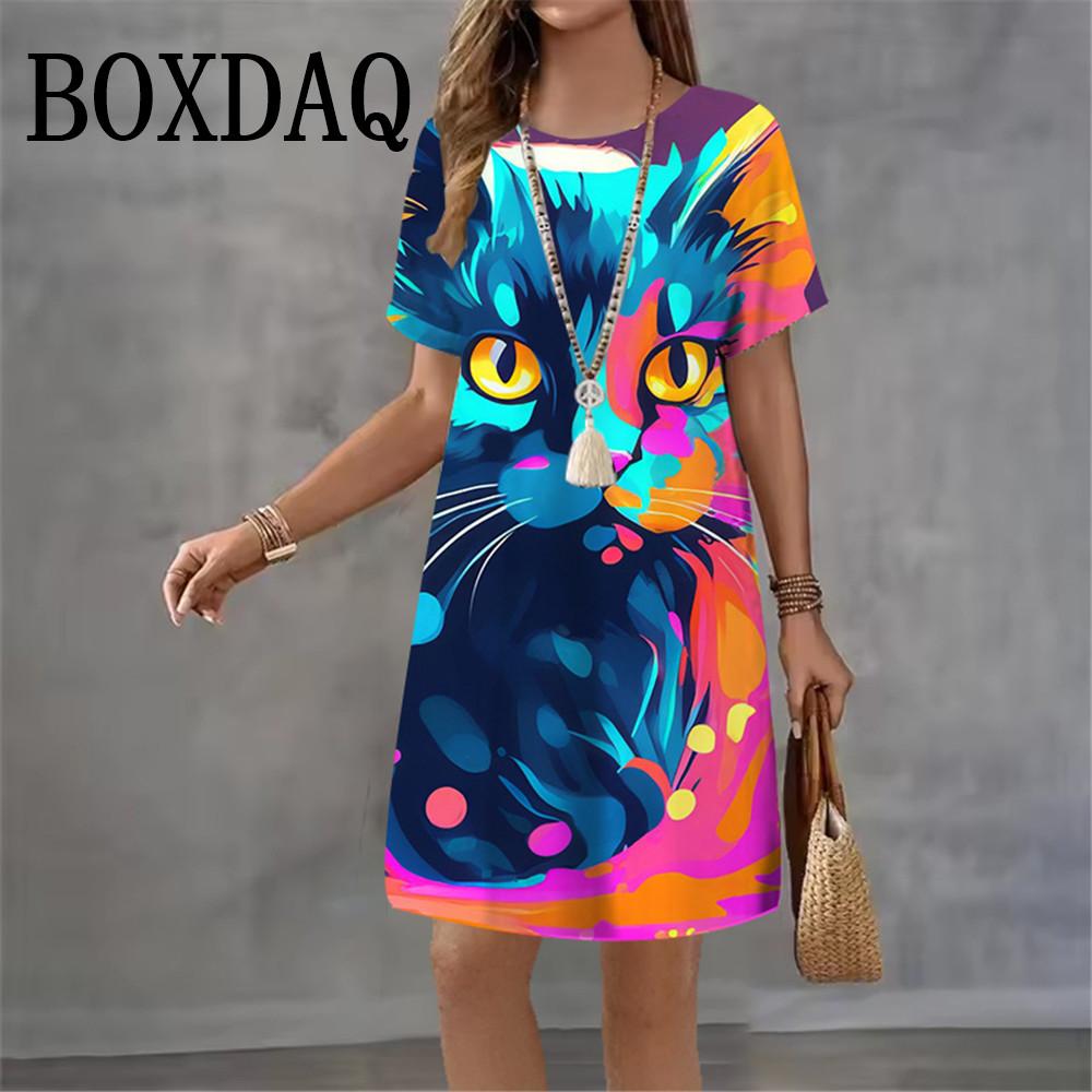 Casual Loose Short-sleeved Dress Fashionable Versatile Comfortable Casual Dresses