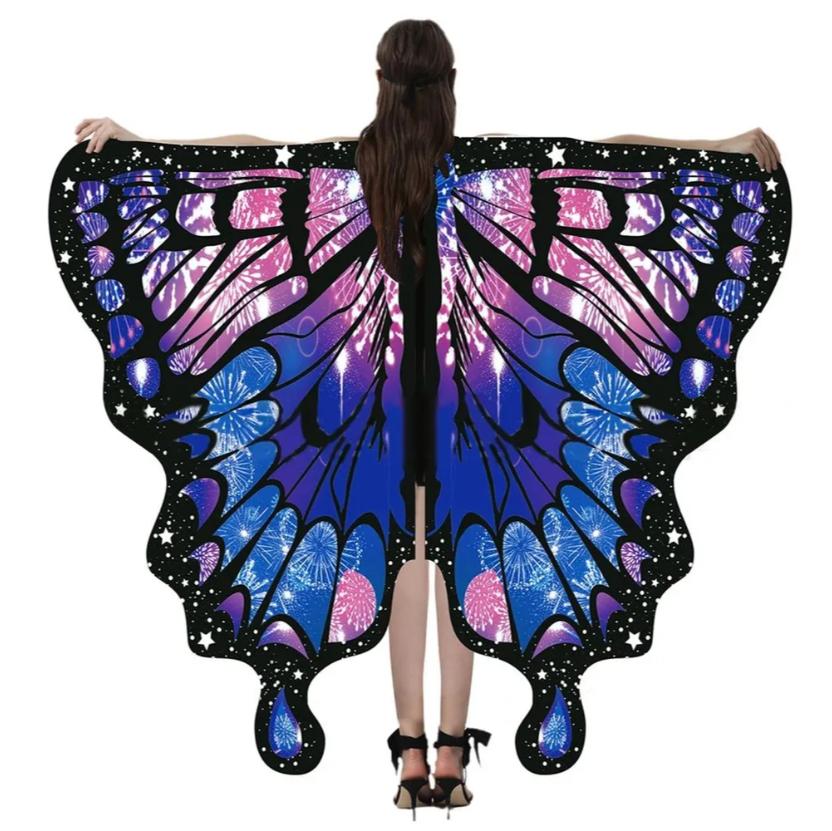 

Adult Beautiful Printed Cloak Spinning Butterfly Printed Cloak One Size фиолетовый