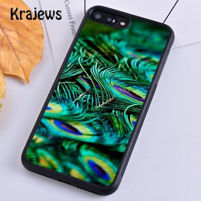 Krajews Turquoise Stone Flora Peacock Feather Phone Case For iPhone 17 Air 16 15 14 plus 11 12 13 pro max coque Fundas