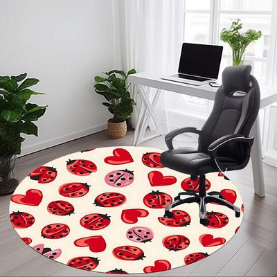 1 st Lieveheersbeestje Hartjes Kantoor Rond Vloerkleed, Binnenmat Geschikt Voor Kantoor, Onder Kantoorbureaus Slaapkamer Woonkamer Huisdecoratie, Kamer Decoratie