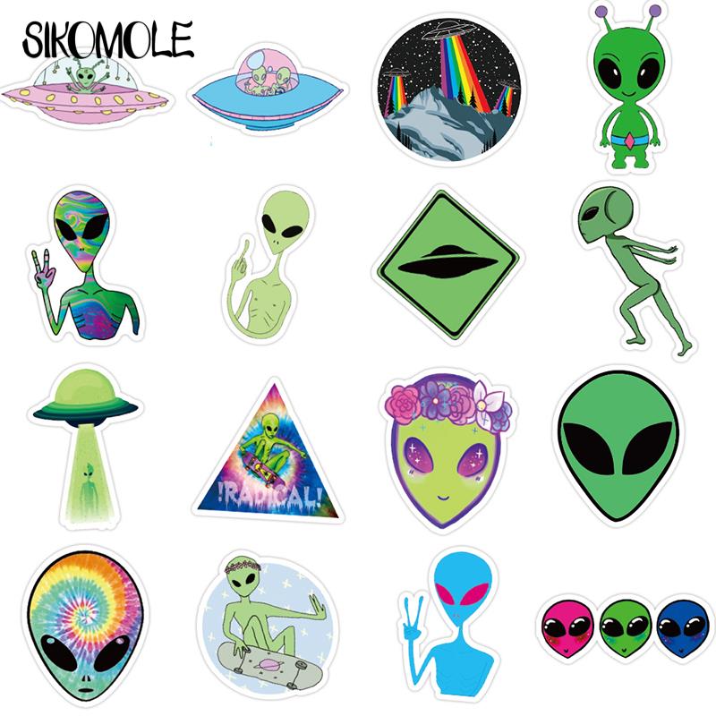 10 30 50PCS Outer Space Stickers Alien UFO Astronaut Green Sticker DIY Toy Laptop Car Motorcyle Notebook Kid Graffiti Sticker F5