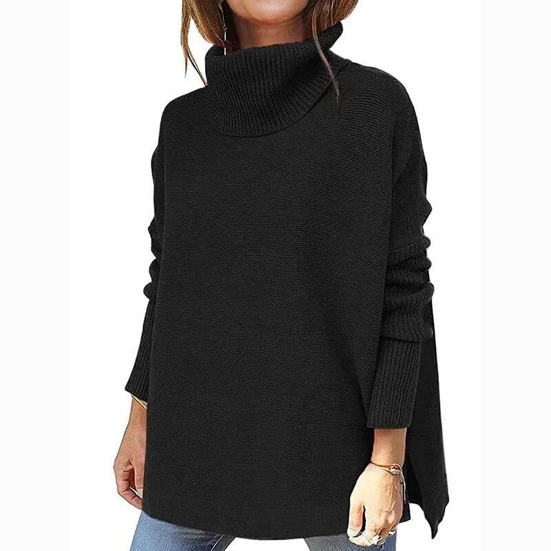 Autumn Winter Thick Simple Knitted Pullovers Sweaters Turtleneck Long Sleeve Women Sweater Casual Loose Jumpers Woman Tops 29569