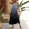 Women Sleeveless Spaghetti Strap Long Dress with Floral and Geometric Print Loose Fit Casual Home Vacation Wear