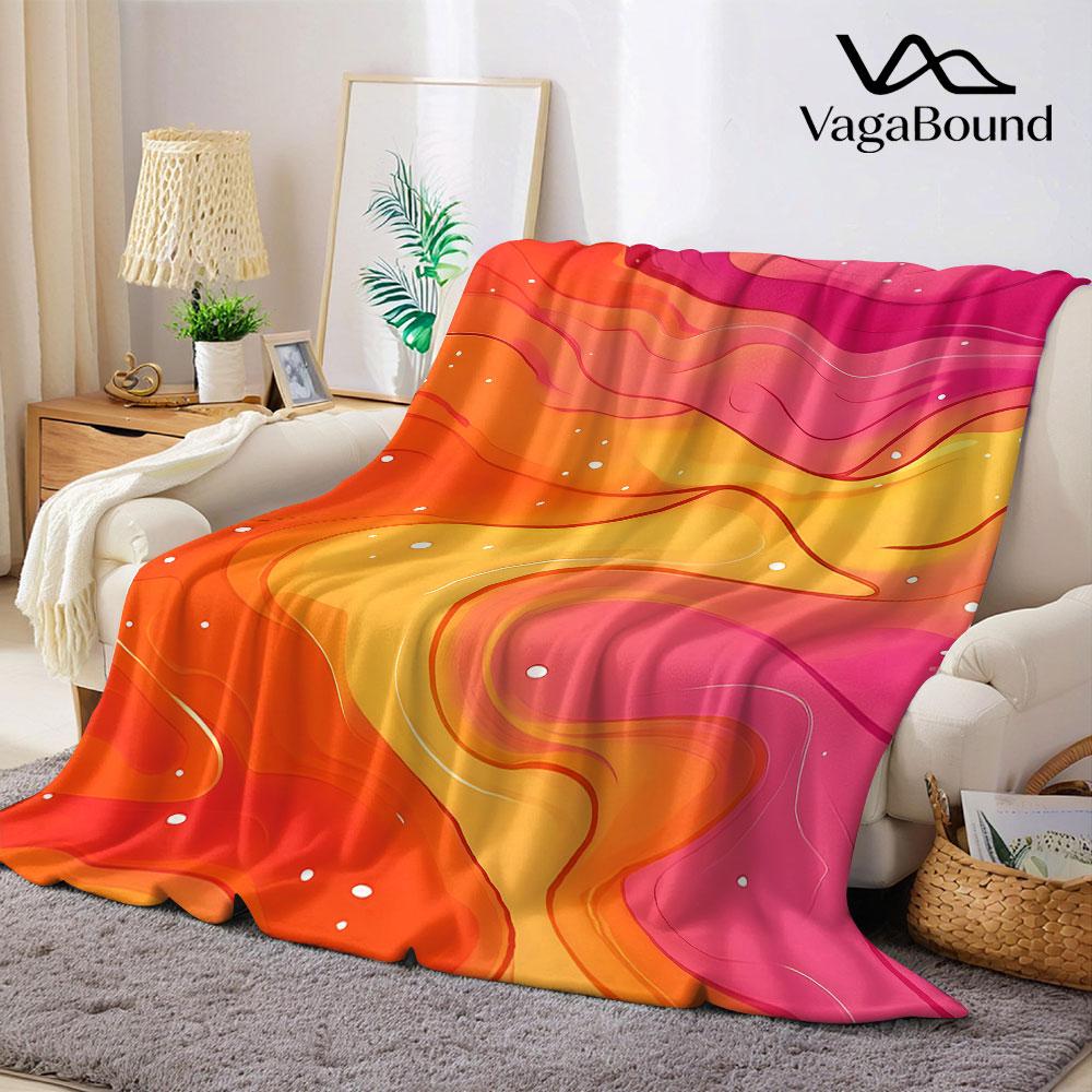 Sunset Wave Texture Flannel Blanket Warm Soft Halloween Christmas Decorative Couch Warm Cozy All-Season Gift