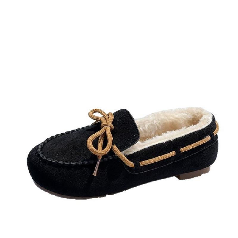 New Women's Shoes with Fleece, Flat, One-foot Thick Fleece Warm Cotton Shoes