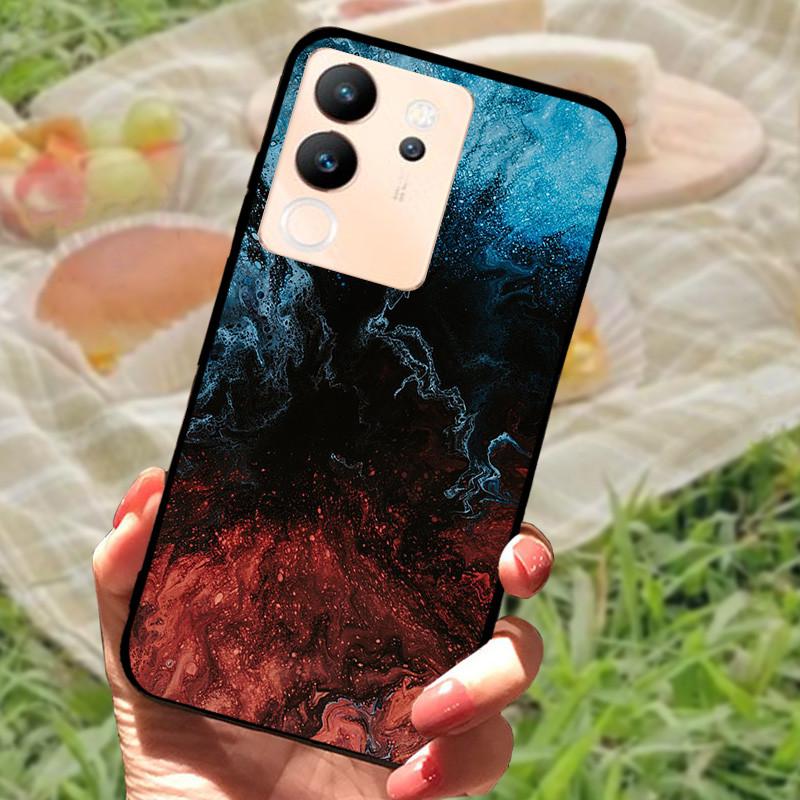 For Vivo V30 Lite Case Cover Silicone Soft Marble Black Bumper Funda Coque for vivo V2314 V30 Lite 5G Full Protective V30Lite