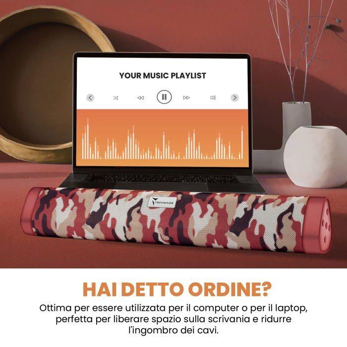 Techmade - Soundbar Techmade - SOUNDBAR - Haut-Parleur - Cas Portable Sans Fil TM-A15-CAMR Couleur Camouflage Rouge Pour PC