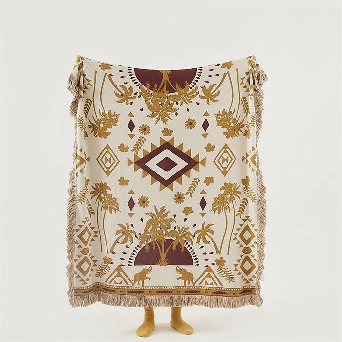 

2025 листинг Богемный пикник на открытом воздухе бахрома плед офисный плед для сна островок/время джунглей cushion cover60x60cm