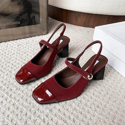Fashion Women's Shoes 2025 Summer Slingbacks Women's High Heels Fashion Buckle Shoes Women New Office Pumps Ladies Square Toe Sandals