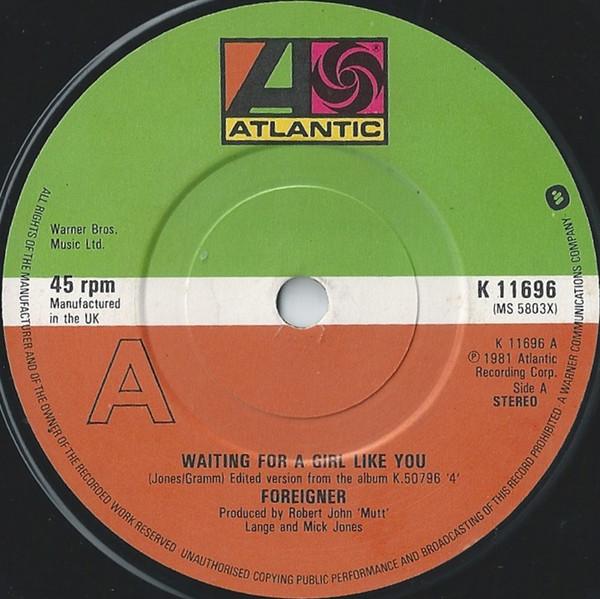 

7inch Record FOREIGNER Waiting For A Girl Like You K11696 Atlantic 1981 UK Rock Used