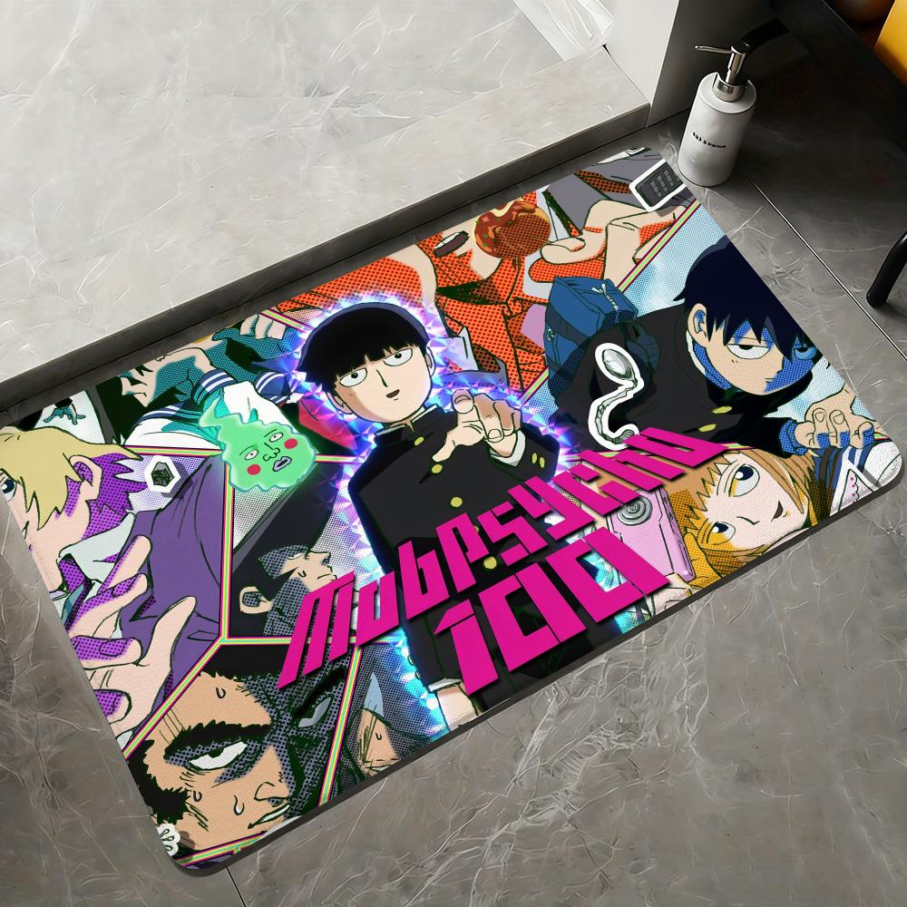 Tappetino per Pavimento Anime M-Mob Psycho 100 Tappeti in Flanella Morbidi Calore Invernale Tappetino Spesso Antiscivolo per Soggiorno Tappetino per Porta di Casa