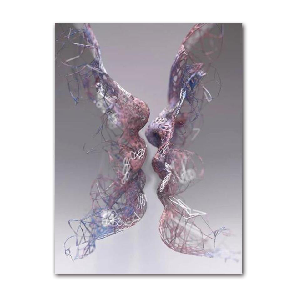 Abstract Metal Figure Statue Canvas Painting Poster and Prints Golden Portrait Sculpture Wall Picture for Living Room Home Decor