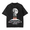 Man T Shirt Artemis II Back To the Moon 2026 Washed T-Shirts Harajuku  Summer Tee Shirt Streetwear Casual Tops Plus Size 2XL